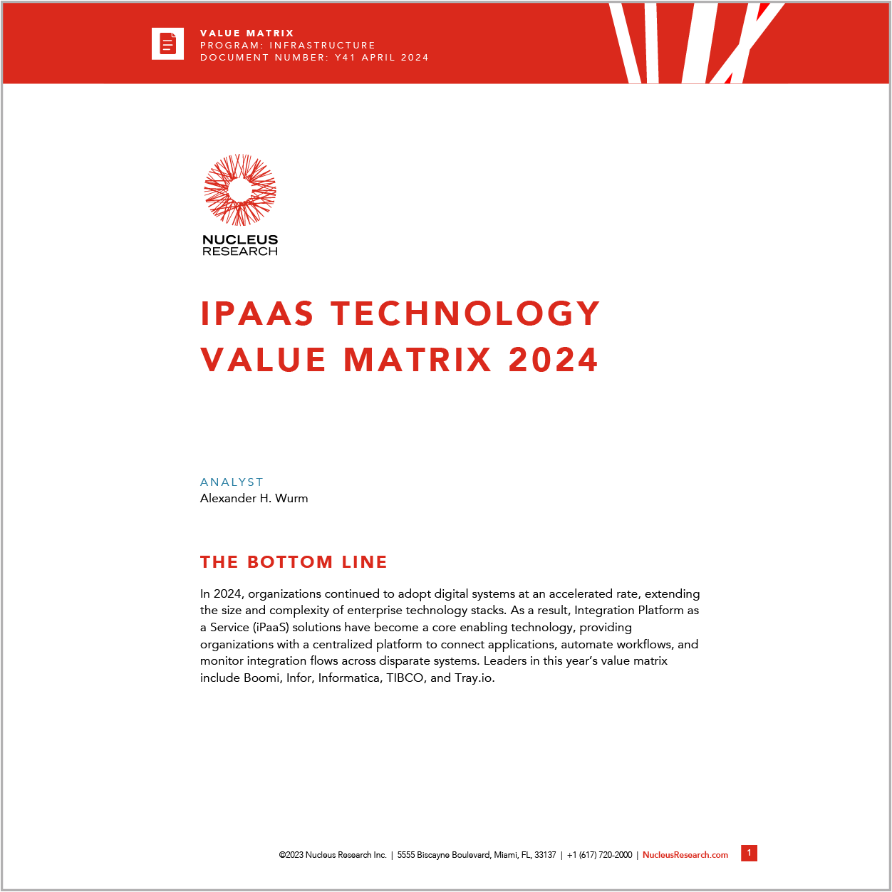 Informatica named a leader in the 2024 iPaaS Technology Value Matrix