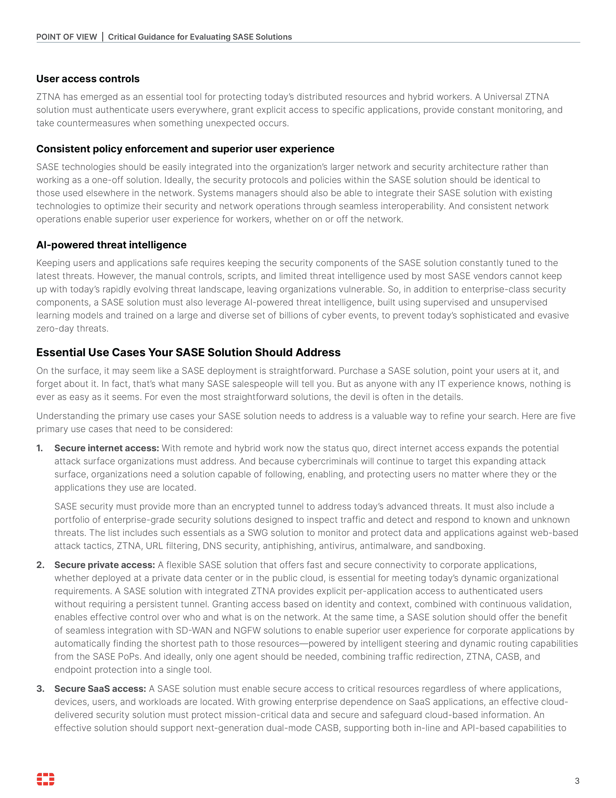Critical Guidance for Evaluating SASE Solutions