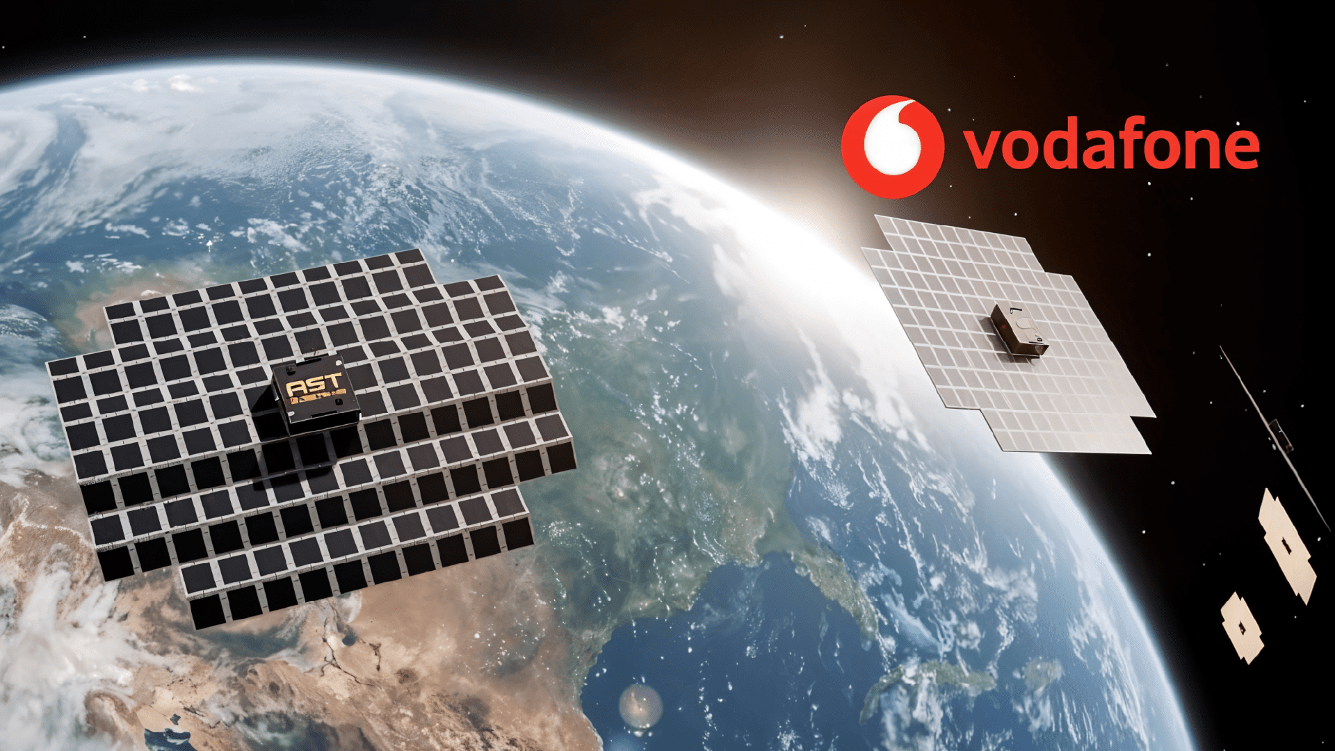 Vodafone engineer making a satellite-powered video call from a remote location.
