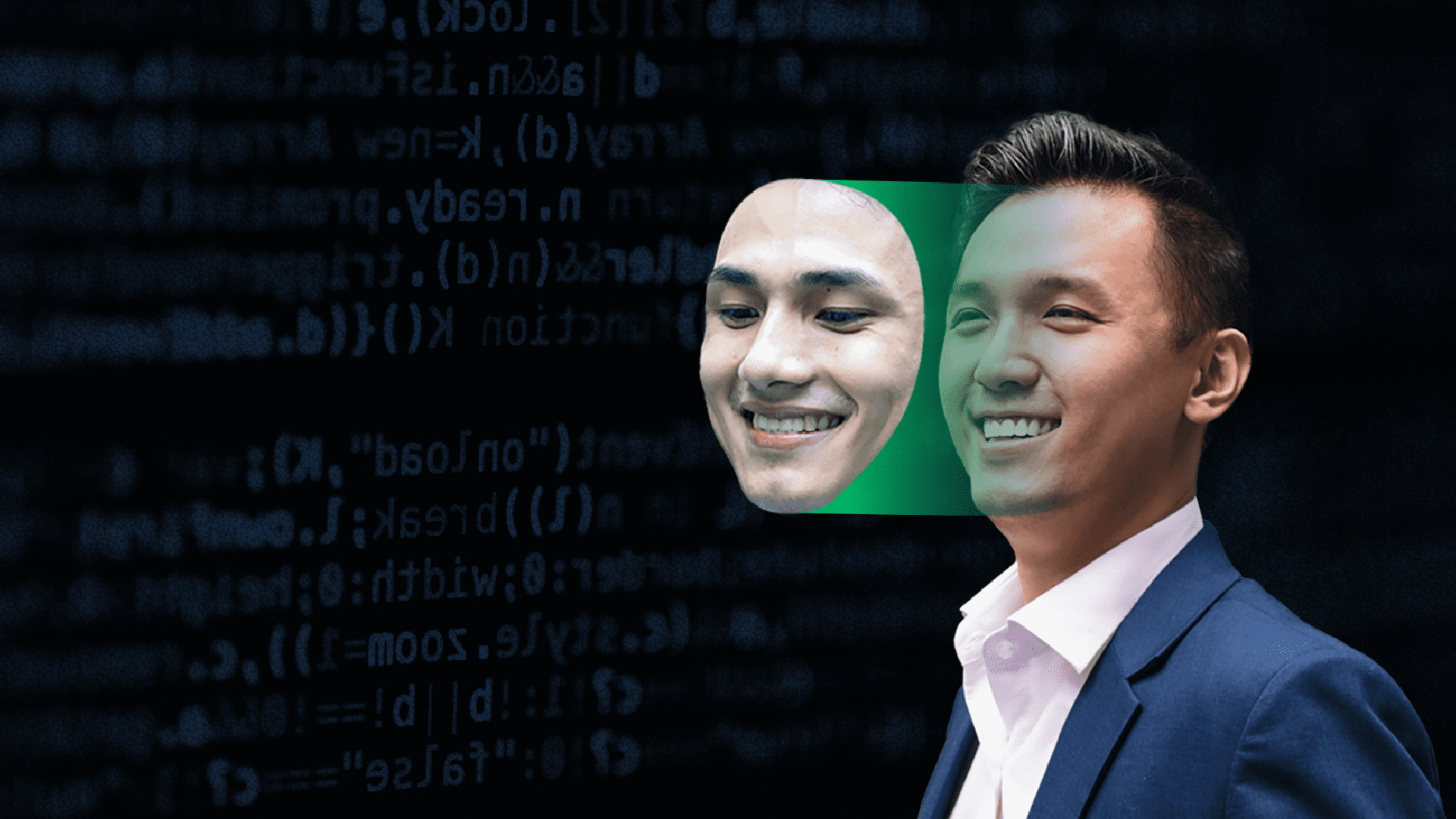 A visual representation of deepfake technology showing the manipulation of audio and video content.